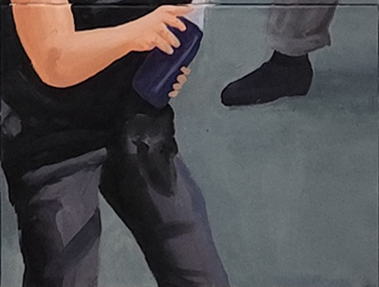 Hombre con dispositivo antidisturbios